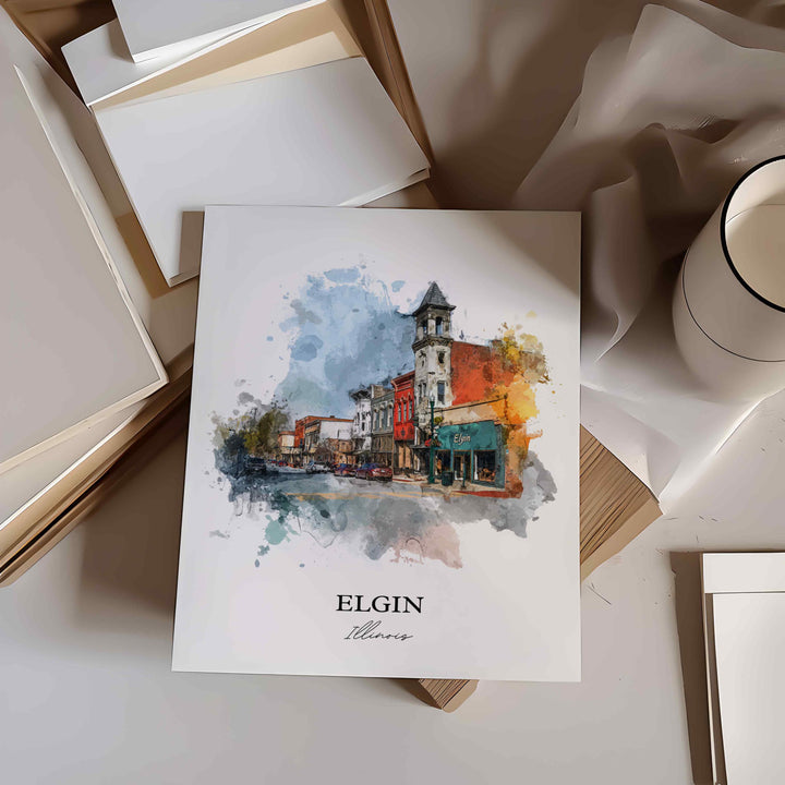 Elgin, Illinois – Watercolor Art Print