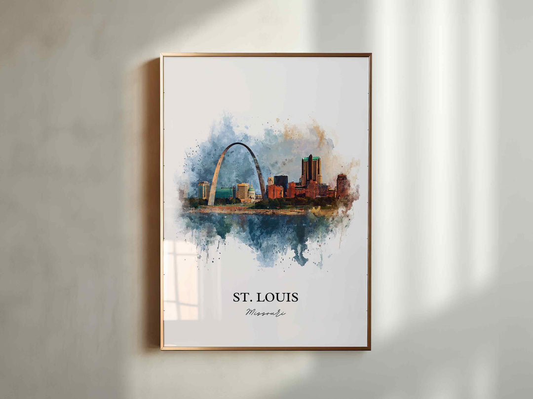 St. Louis Wall Art, St Louis Print, Missouri Watercolor Art, St Louis Missouri Gift, Travel Print, Travel Poster, Housewarming Gift