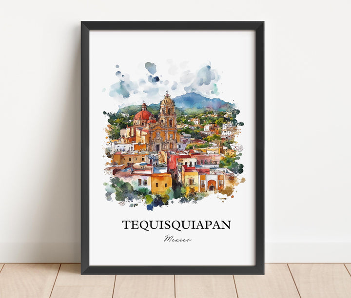 Tequisquiapan Wall Art, Querétaro Print, Mexico Watercolor Art, Tequisquiapan Gift, Travel Print, Travel Poster, Housewarming Gift