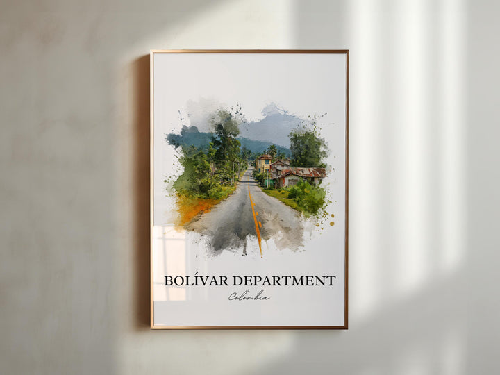 Bolívar Colombia Art, Bolívar Department Print, Colombia Watercolor Art, Colombia Gift, Colombia Print, Travel Poster, Housewarming Gift