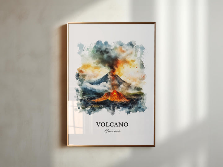 Volcano Village Hawaii Art, Hawaii County Print, Hawaii Watercolor Art, Volcano Hawaii Gift, Travel Print, Travel Poster, Housewarming Gift