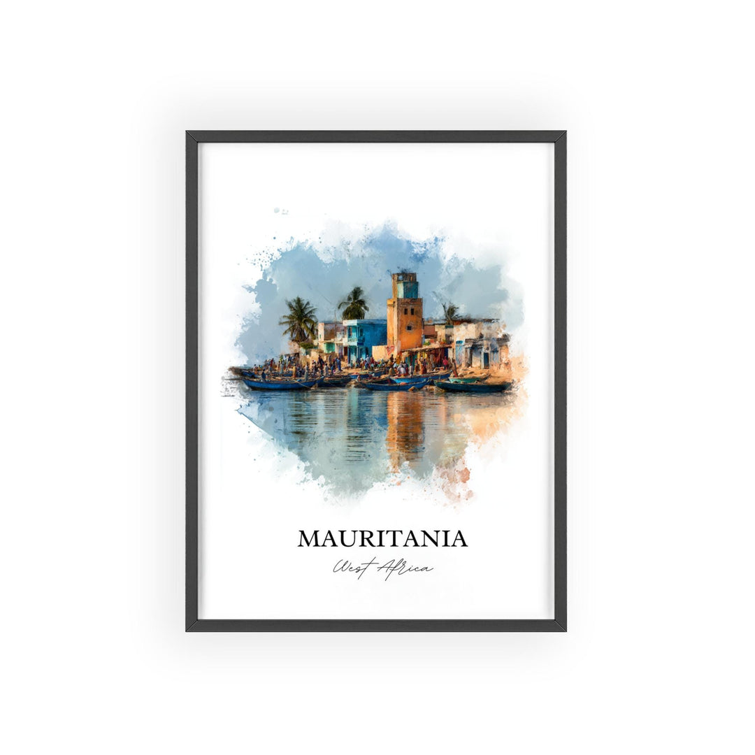 Mauritania Wall Art, Mauritania Print, Africa Watercolor Art, Mauritania Gift, Travel Print, Travel Poster, Housewarming Gift