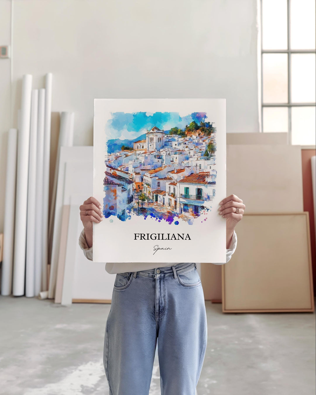 Frigiliana Wall Art, Southern Spain Print, Spain Watercolor Art, Frigiliana Gift, Travel Print, Travel Poster, Housewarming Gift