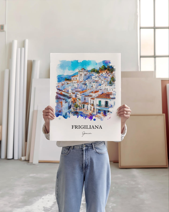 Frigiliana Wall Art, Southern Spain Print, Spain Watercolor Art, Frigiliana Gift, Travel Print, Travel Poster, Housewarming Gift