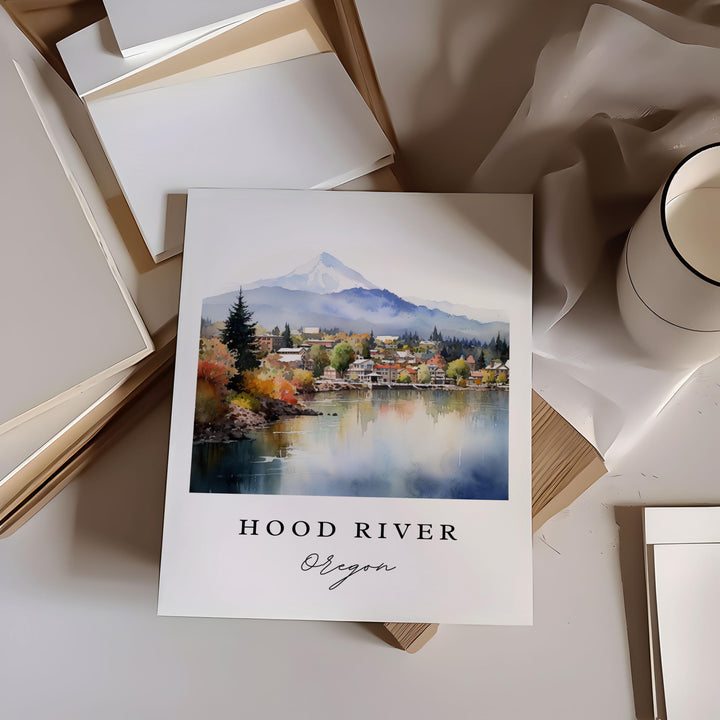 Hood River Oregon wall art - Oregon, Hood River poster print, Hood River OR Wedding gift, Birthday present, Custom Text, Perfect Gift
