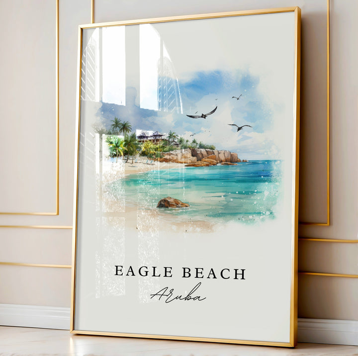 Eagle Beach Aruba wall art - Aruba, Eagle Beach poster, Eagle Beach Wedding gift, Birthday present, Custom Text, Personalised Gift