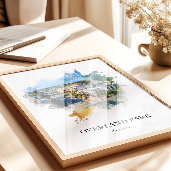 Overland Park, Kansas Wall Art, Kansas Print, Overland Park Watercolor Art, Johnson County Gift, Travel Print, Travel Poster, Housewarming Gift