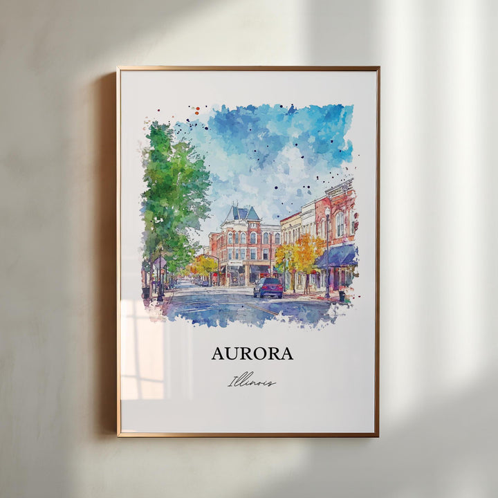 Aurora, Illinois, Illinois – Watercolor Art Print