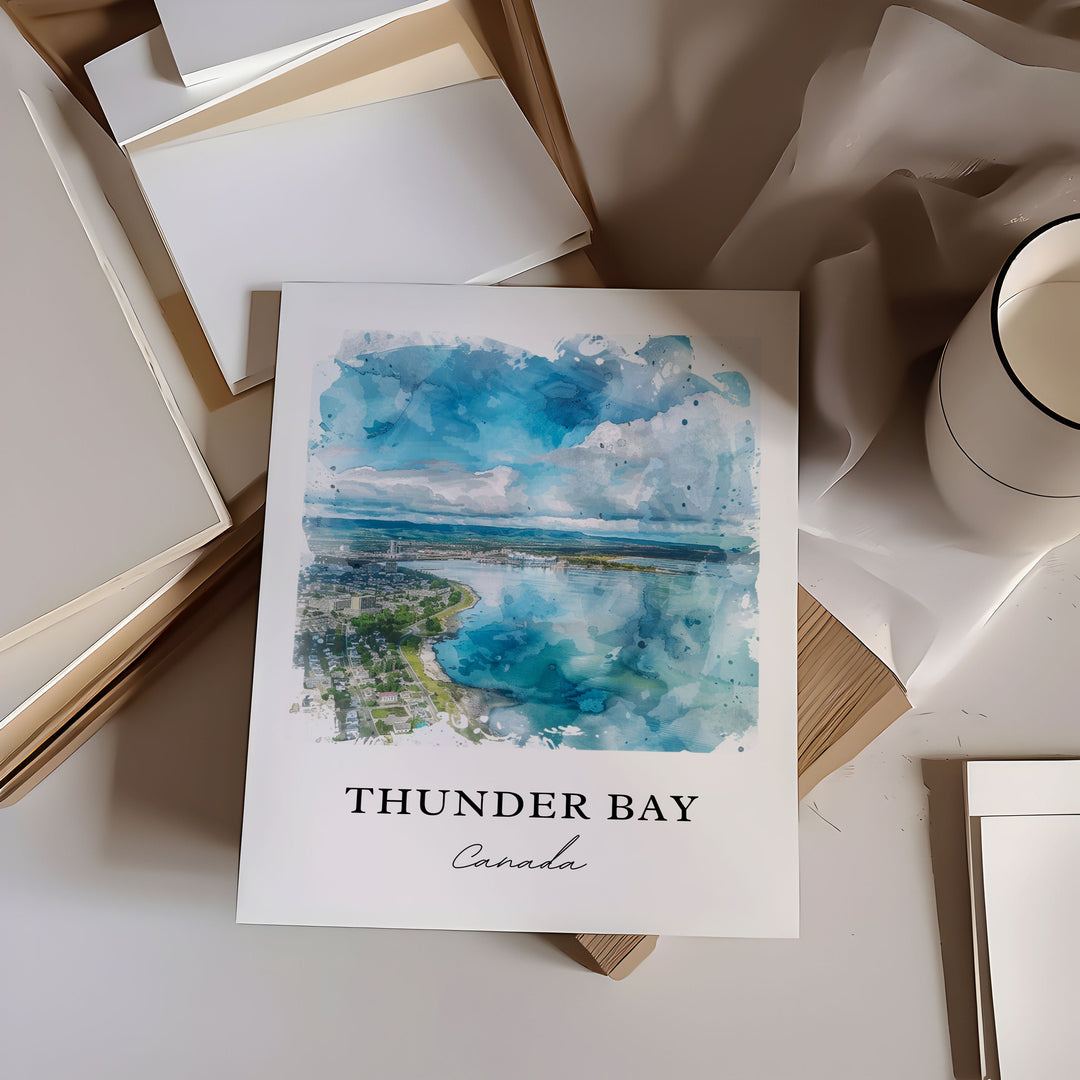 Thunder Bay Wall Art, Thunder Bay Print, Lake Superior Watercolor, Thunder Bay Ontario Gift,