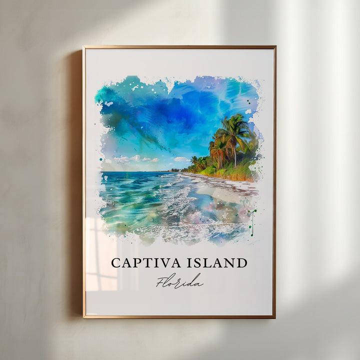 Captiva Island Wall Art, Captiva Island Print, Captiva FL Watercolor, Fort Myers FL Gift, Travel Poster, Housewarming Gift