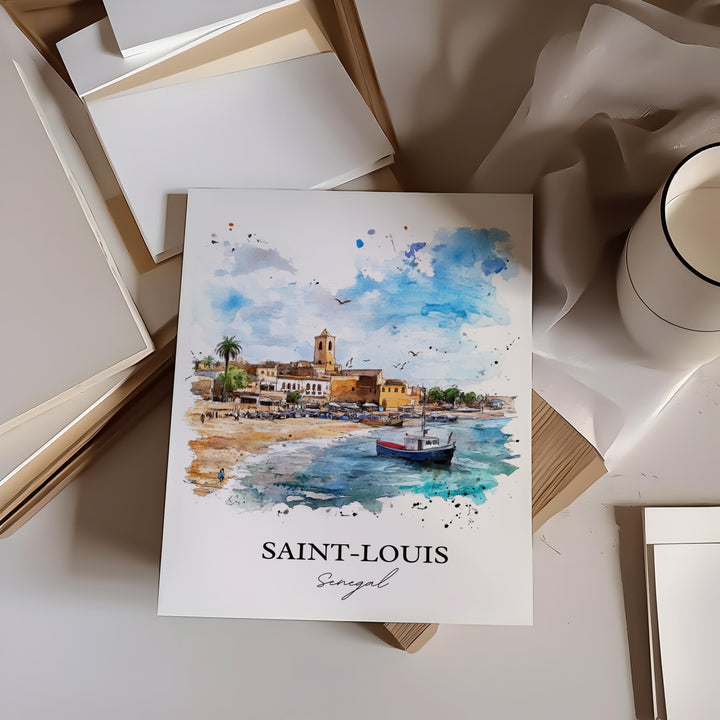 Saint-Louis Senegal Wall Art, Senegal Print, Senegal Watercolor Art, Saint Louis Africa Gift, Travel Print, Travel Poster, Housewarming Gift