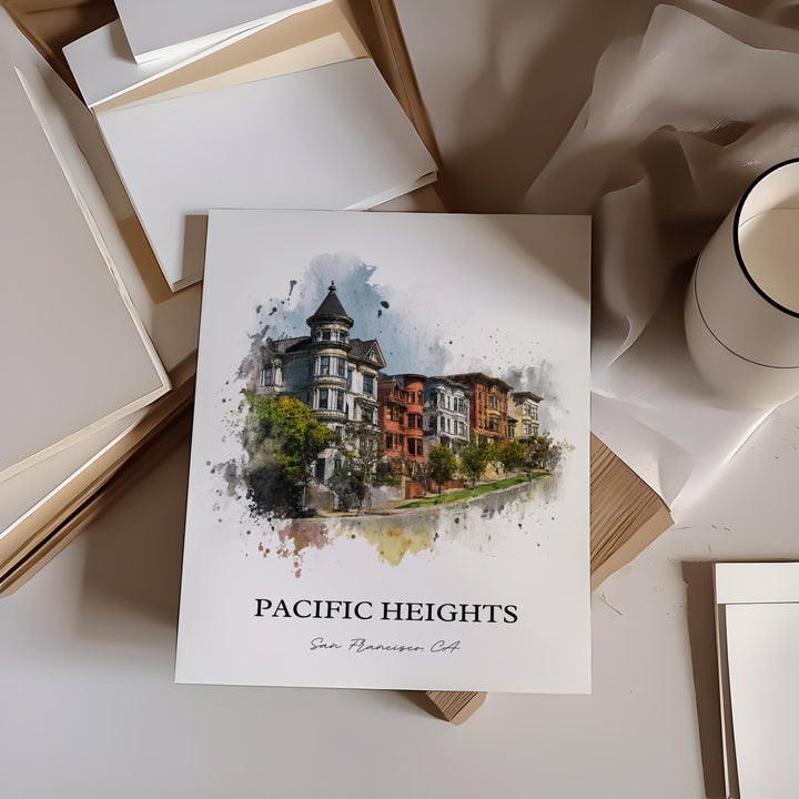 Pacific Heights, California – Watercolor Art Print
