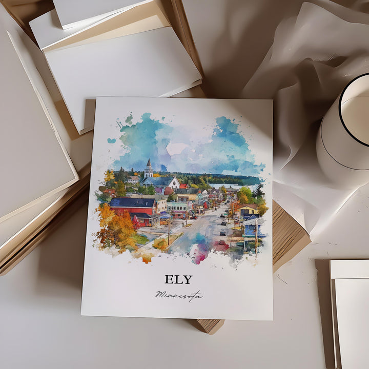 Ely MN Wall Art, St. Louis County Print, Minnesota Watercolor Art, Ely Minnesota Gift, Travel Print, Travel Poster, Housewarming Gift