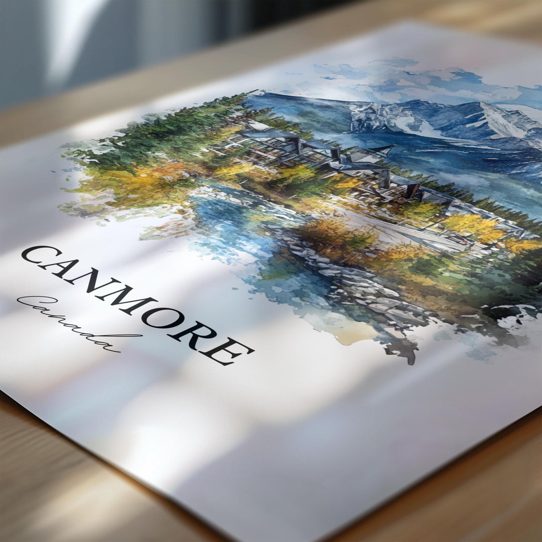 Canmore Canada Wall Art, Alberta Print, Alberta Watercolor Art, Canmore Gift, Travel Print, Travel Poster, Housewarming Gift