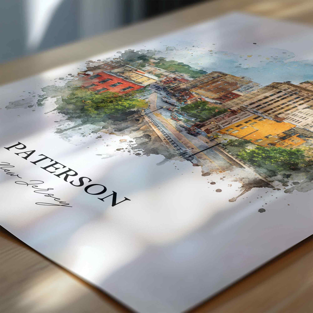 Paterson NJ Wall Art, Paterson Print, New Jersey Watercolor Art, North Jersey Gift, Travel Print, Travel Poster, Housewarming Gift