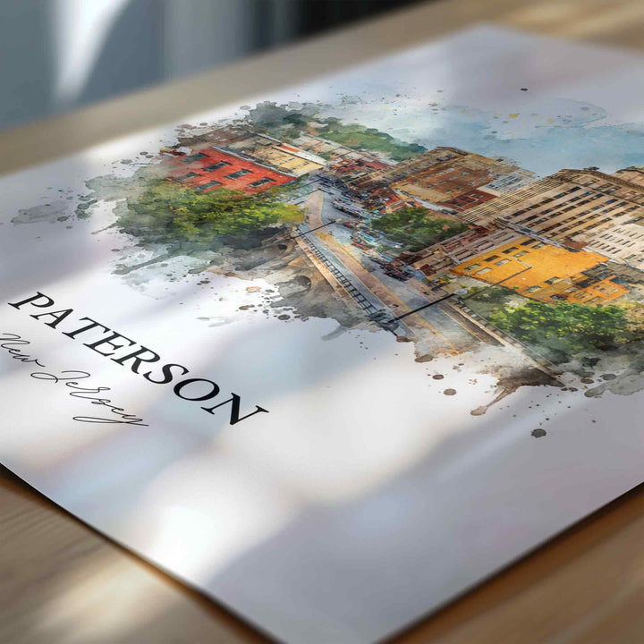 Paterson NJ Wall Art, Paterson Print, New Jersey Watercolor Art, North Jersey Gift, Travel Print, Travel Poster, Housewarming Gift