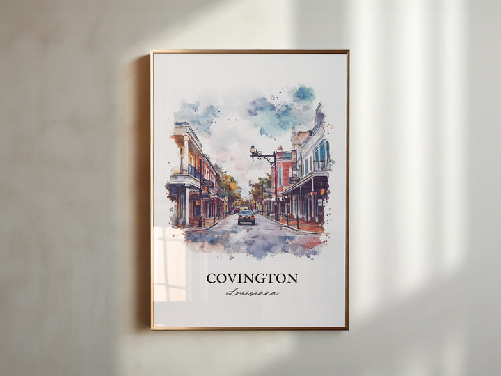 Covington Louisiana Wall Art, Covington LA Print, Louisiana Watercolor Art, St. Tammany Gift, Travel Print, Travel Poster, Housewarming Gift