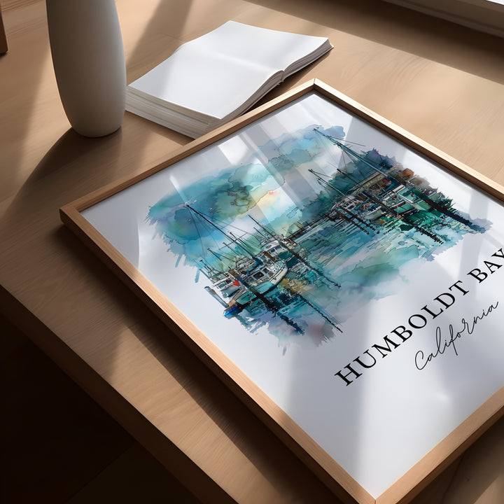 Humboldt Bay Wall Art, Humboldt CA Print, Humboldt Bay Watercolor, Humboldt California Gift,