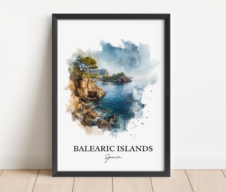 Balearic Islands Wall Art, Balearic Islands Print, Spain Watercolor Art, Spain Gift, Balearic Travel Print, Travel Poster, Housewarming Gift