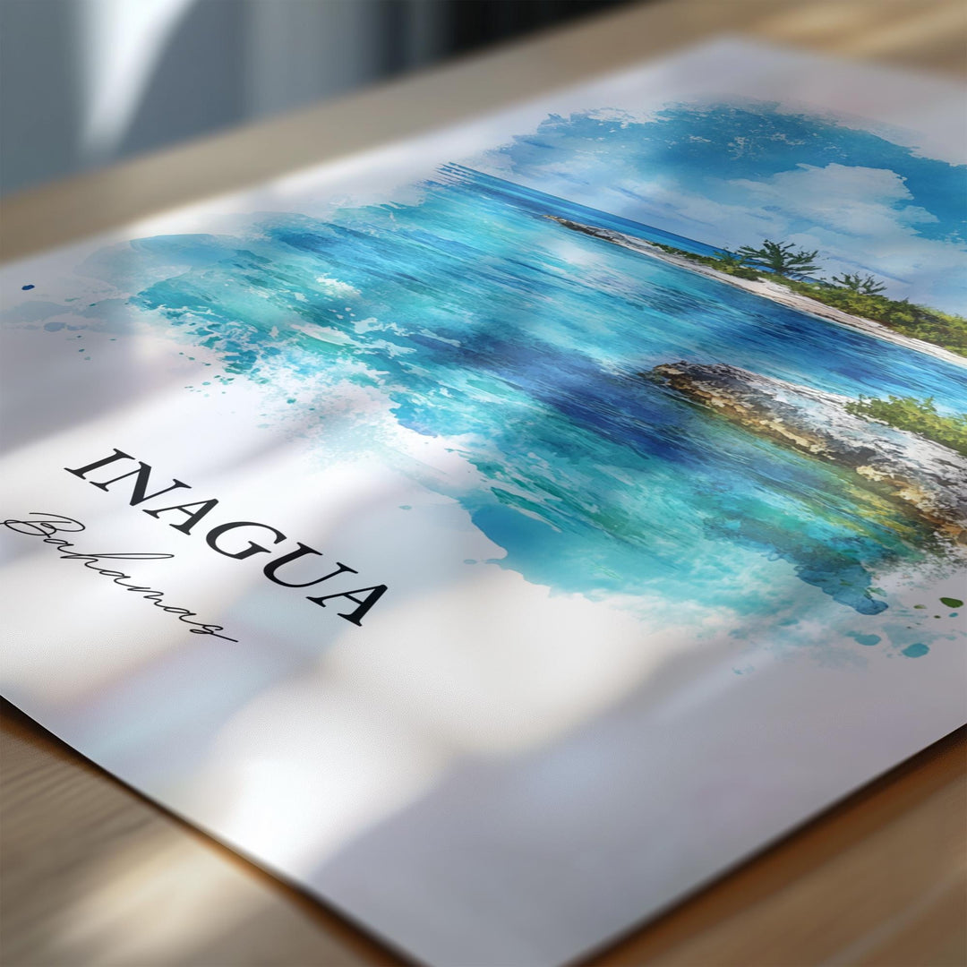 Inagua Bahamas Wall Art, Great Inagua Print, Bahamas Watercolor Art, Inagua Bahamas Gift, Travel Print, Travel Poster, Housewarming Gift