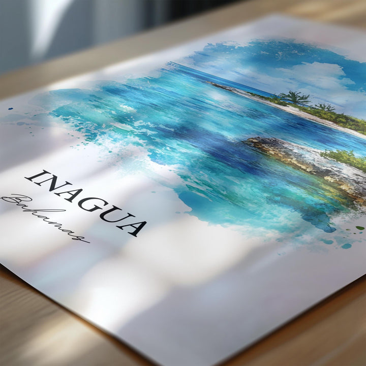 Inagua Bahamas Wall Art, Great Inagua Print, Bahamas Watercolor Art, Inagua Bahamas Gift, Travel Print, Travel Poster, Housewarming Gift