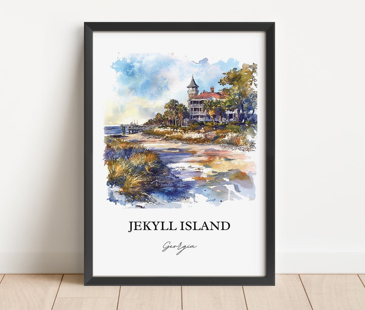 Jekyll Island Wall Art, Glynn County Print, Sea Islands GA Watercolor, Jekyll Island Gift, Travel Print, Travel Poster, Housewarming Gift