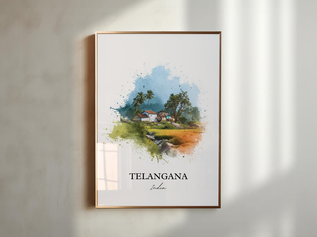 Telangana India Wall Art, Telangana Print, India Watercolor Art, Telangana India Gift, Travel Print, Travel Poster, Housewarming Gift