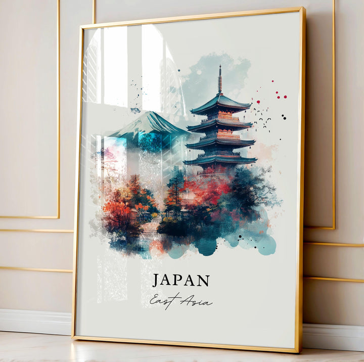 Japan Wall Art, Japan Country Print, Japan Watercolor Art, Japan Scenery Gift,