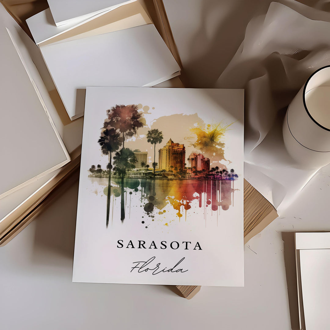 Sarasota Florida wall art - Florida, Sarasota poster, Sarasota Wedding gift, Sarasota FL Birthday present, Custom Text, Personalised Gift