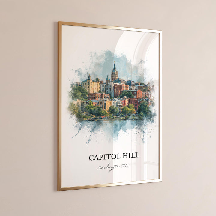 Capitol Hill, Washington DC – Watercolor Art Print