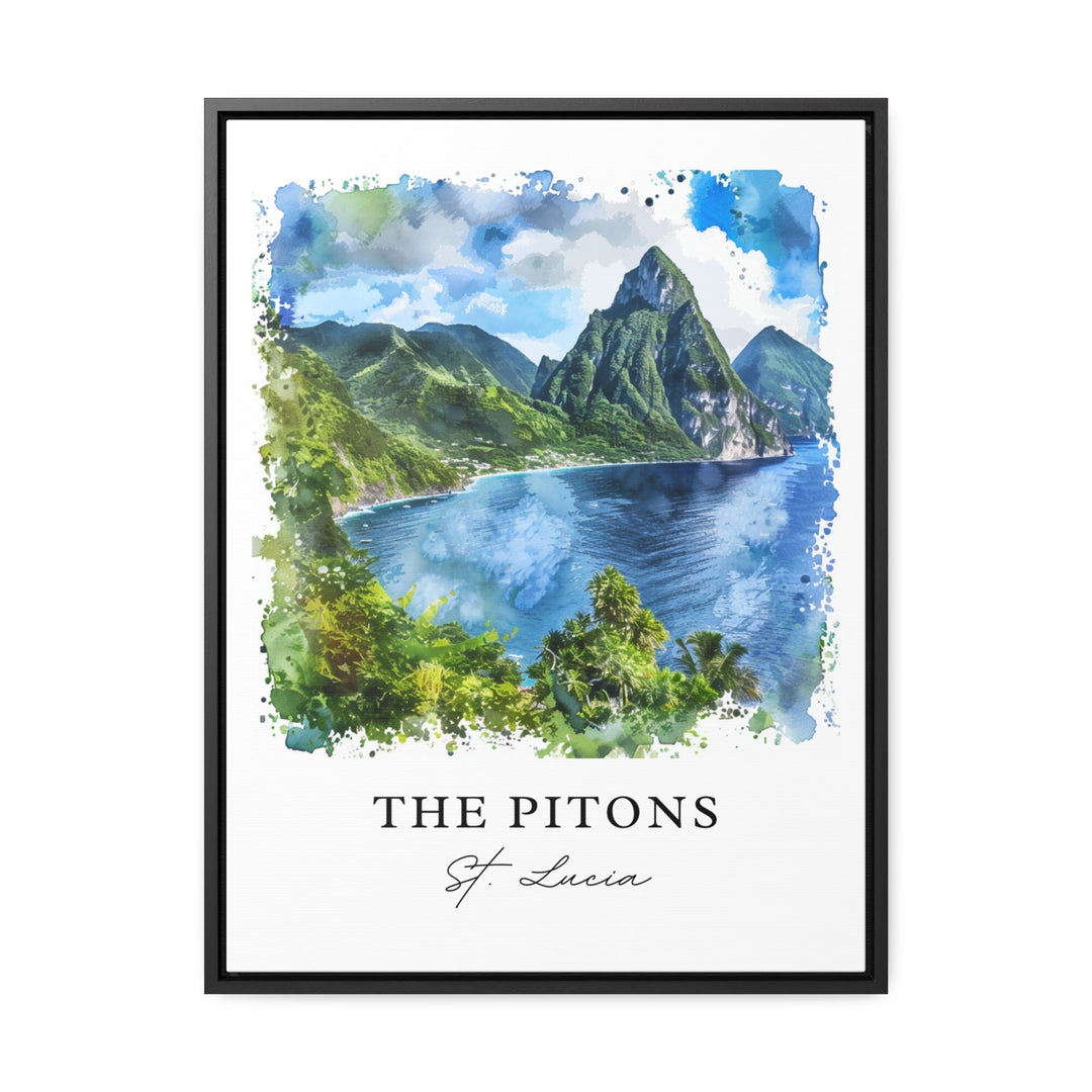 The Pitons St. Lucia Wall Art, Pitons Print, Saint Lucia Watercolor, St Lucia Gift,