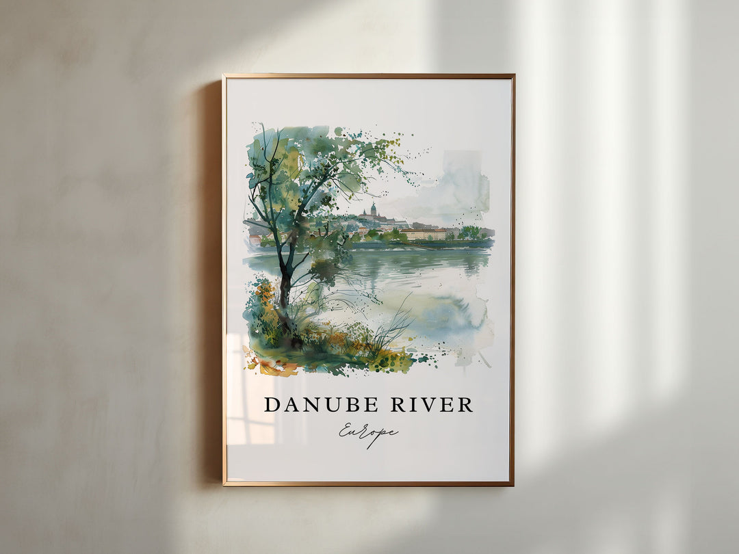 Danube River Art, Danube River Print, Danube River Watercolor Art, Danube River Europe Gift,