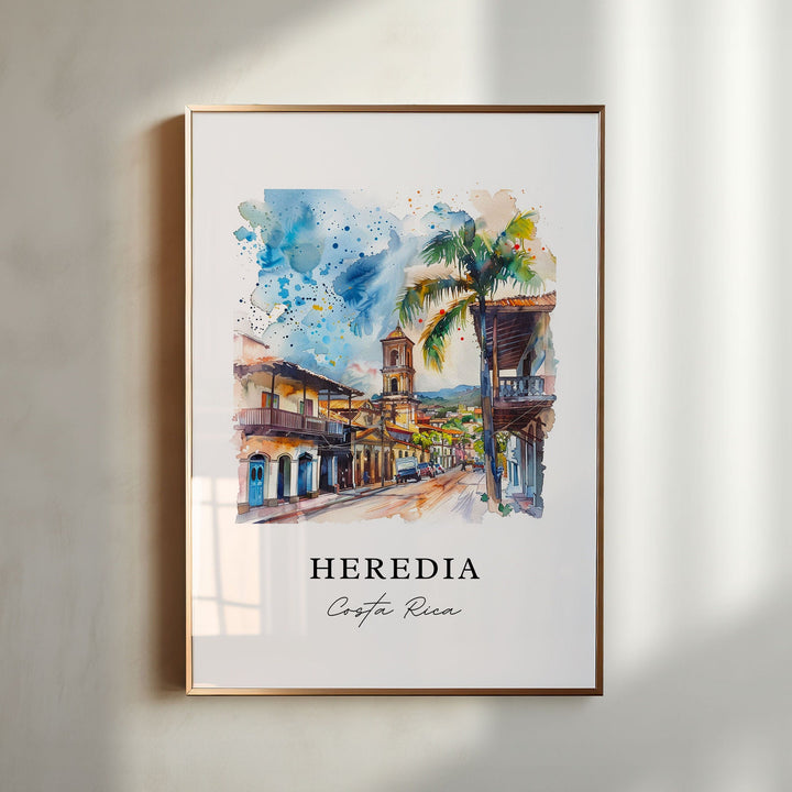 Heredia Costa Rica Art, Heredia Print, Heredia Watercolor, Heredia CR Gift,