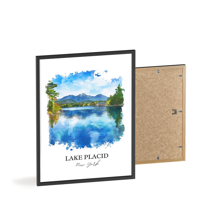 Lake Placid Wall Art, Lake Placid Print, Adirondacks Watercolor Art, Lake Placid NY Gift, Travel Print, Travel Poster, Housewarming Gift