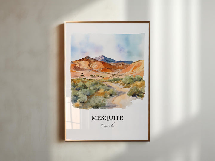 Mesquite NV Wall Art, Mesquite Print, Nevada Watercolor Art, Clark County NV Gift, Travel Print, Travel Poster, Housewarming Gift