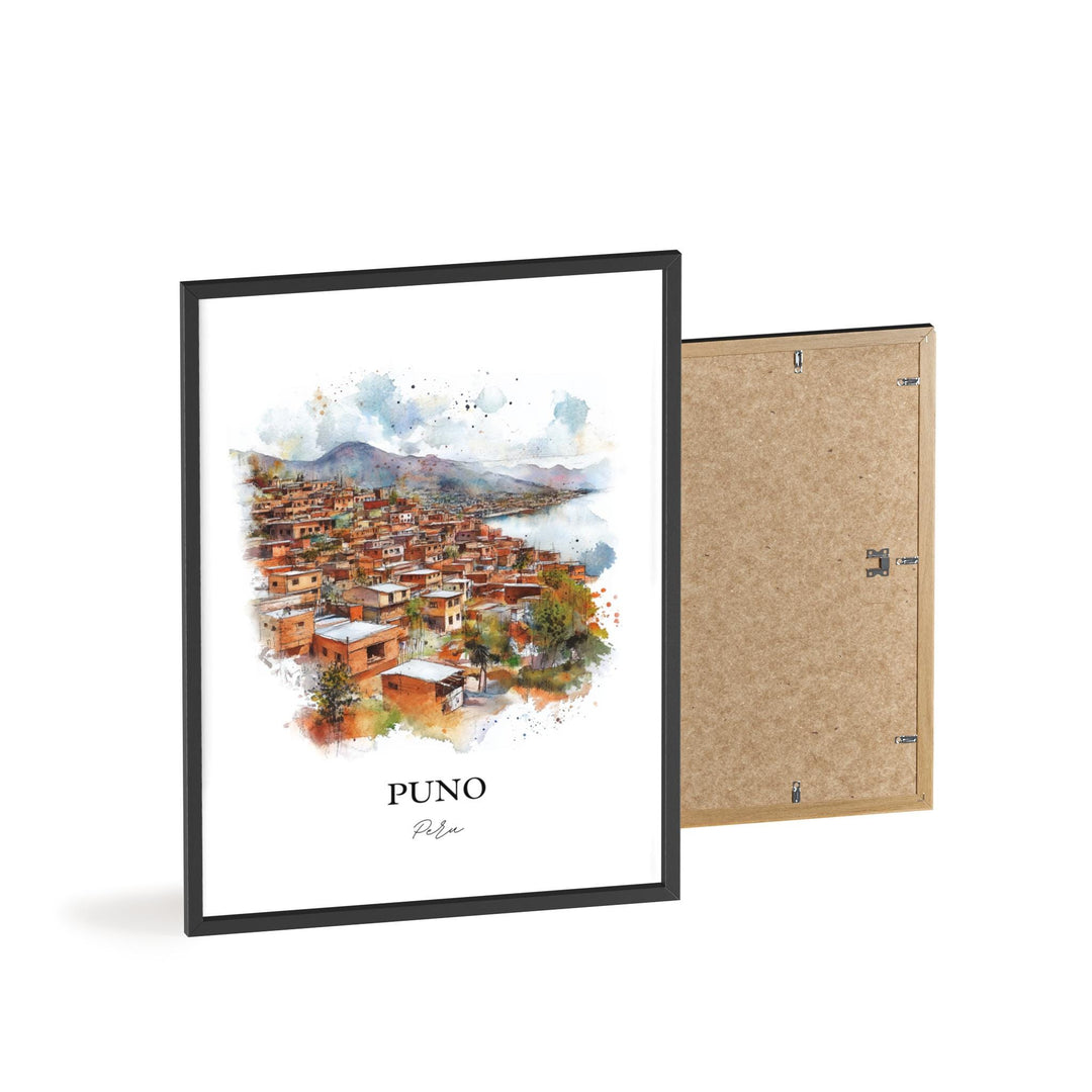 Puno Peru Wall Art, Lake Titicaca Print, Peru Watercolor Art, Puno Peru Gift, Travel Print, Travel Poster, Housewarming Gift