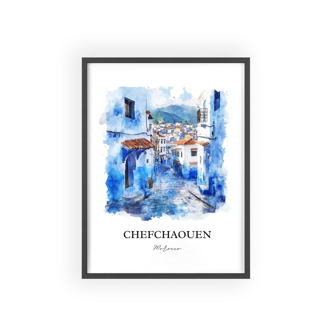 Chefchaouen, Morocco – Watercolor Art Print