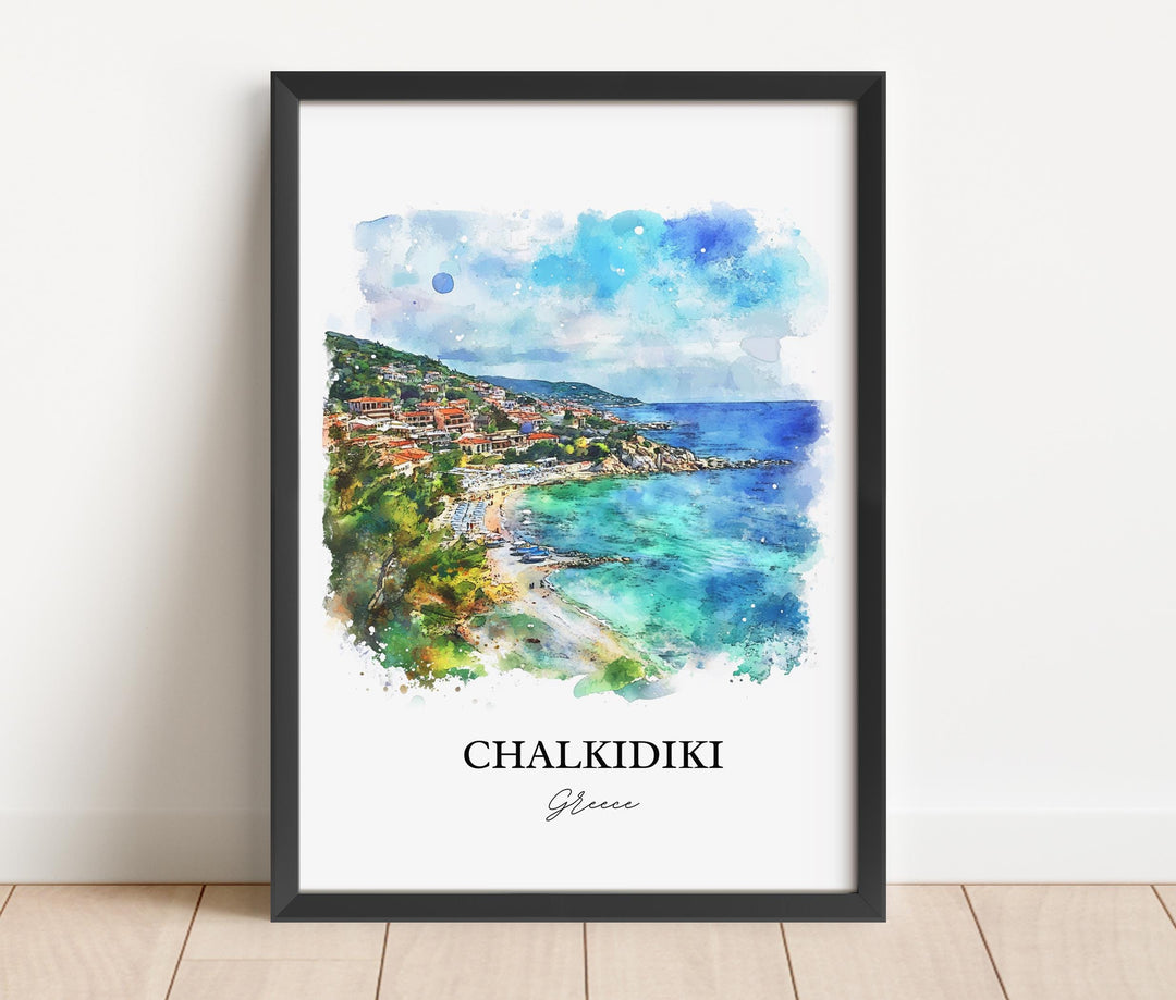 Chalkidiki Wall Art, Halkidiki Print, Greece Watercolor Art, Chalkidiki Greece Gift, Travel Print, Travel Poster, Housewarming Gift