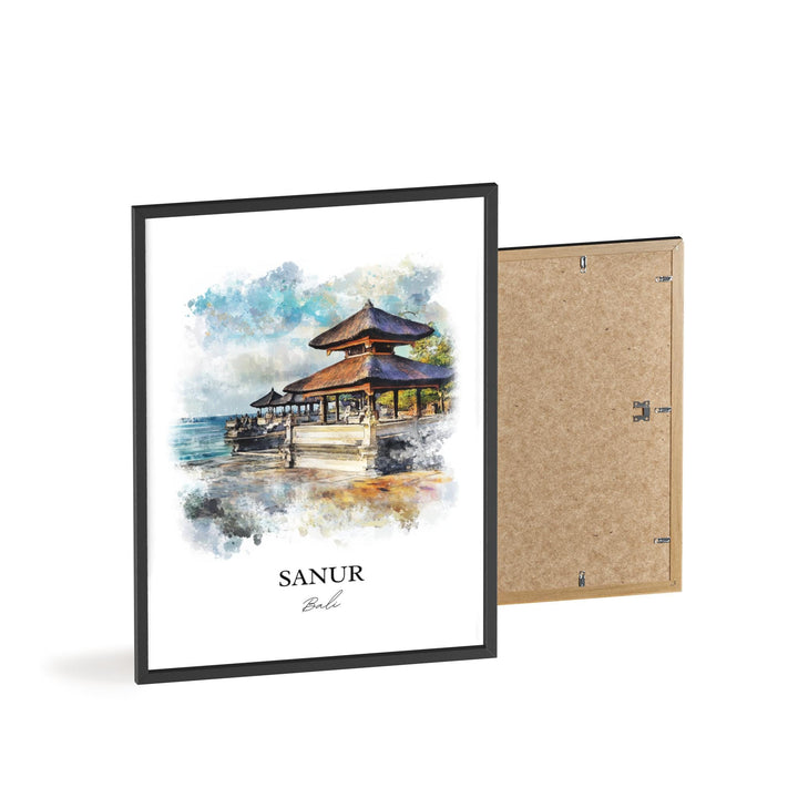 Sanur Bali Wall Art, Sanur Print, Bali Watercolor Art, Sanur Bali Gift, Travel Print, Travel Poster, Housewarming Gift