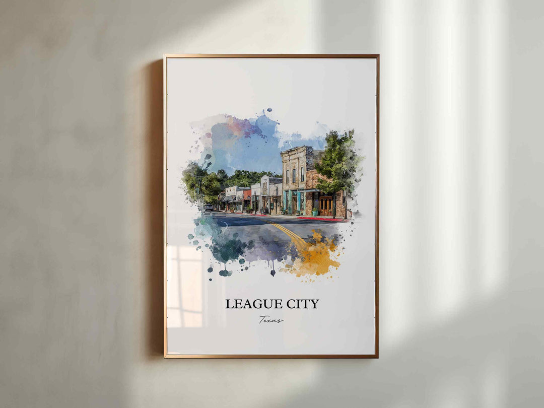 League City, Texas – Watercolor Art Print