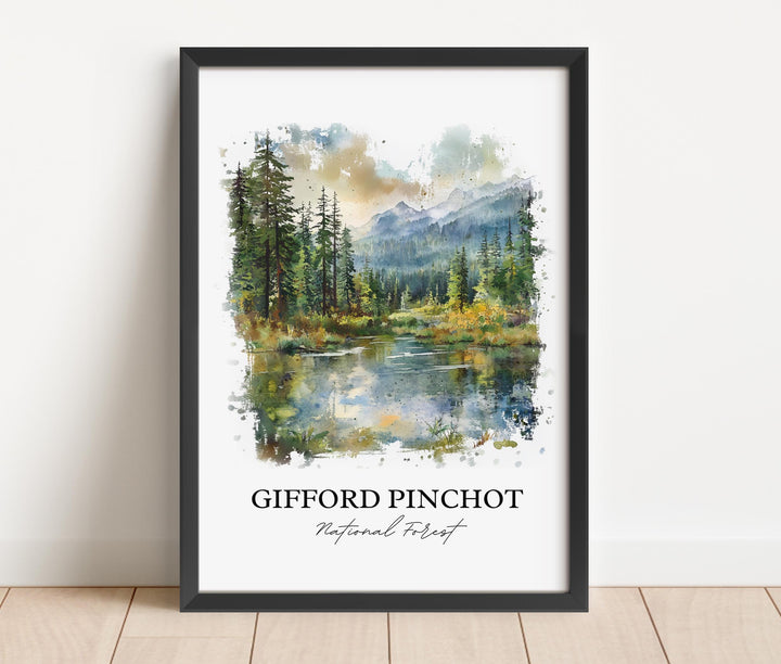 Gifford Pinchot Forest Art, Lewis County Print, Washington Artwork, Gifford Pinchot WA Gift, Travel Print, Travel Poster, Housewarming Gift