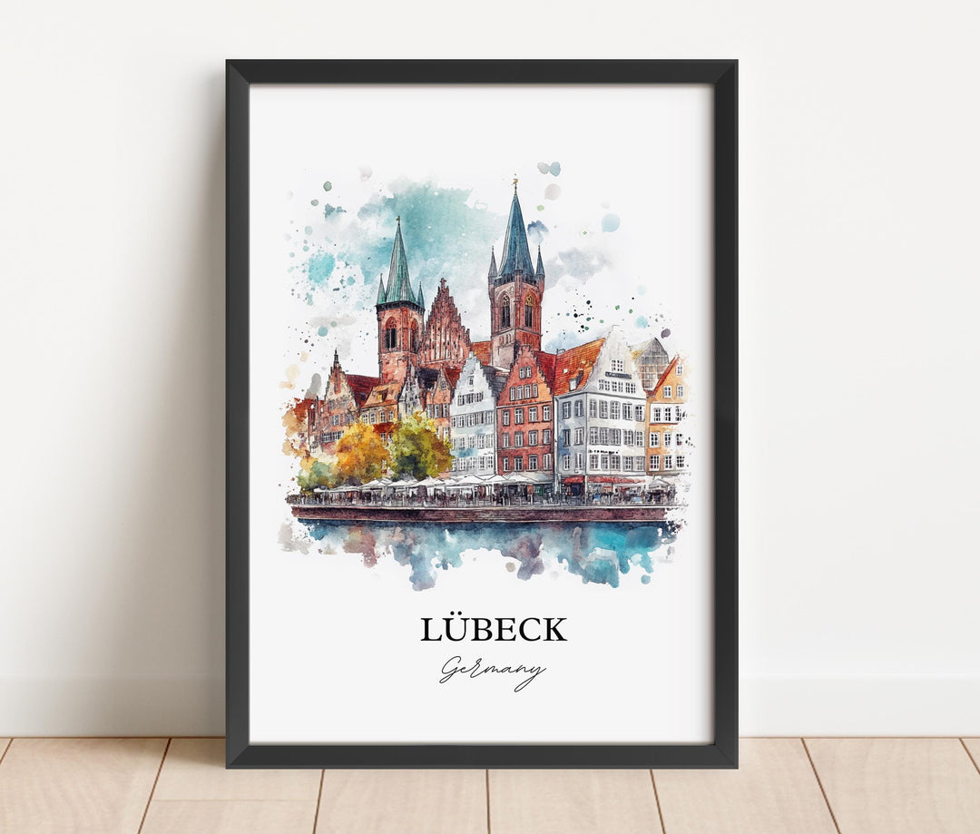 Lübeck Germany Wall Art, Lubeck Print, Germany Watercolor Art, Lübeck Gift, Travel Print, Travel Poster, Housewarming Gift