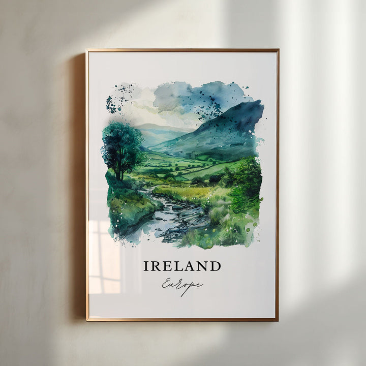 Ireland Scenery Wall Art, Ireland Landscape, Ireland Watercolor, Ireland Country Gift,