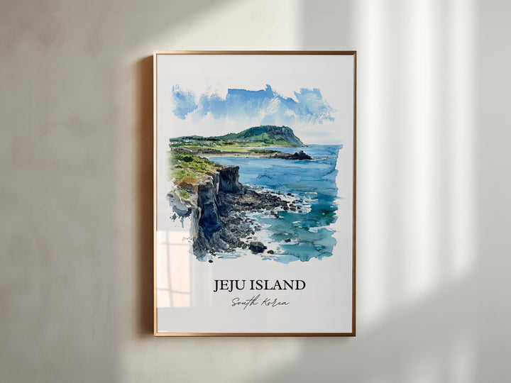 Jeju Island Wall Art, Jeju Island Print, South Korea Watercolor Art, Jeju Island Gift, Jeju Island Print, Travel Poster, Housewarming Gift