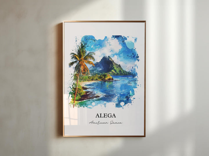 Alega Wall Art, American Samoa Print, Alega Watercolor Art, Tutuila Island Samoa Gift, Travel Print, Travel Poster, Housewarming Gift