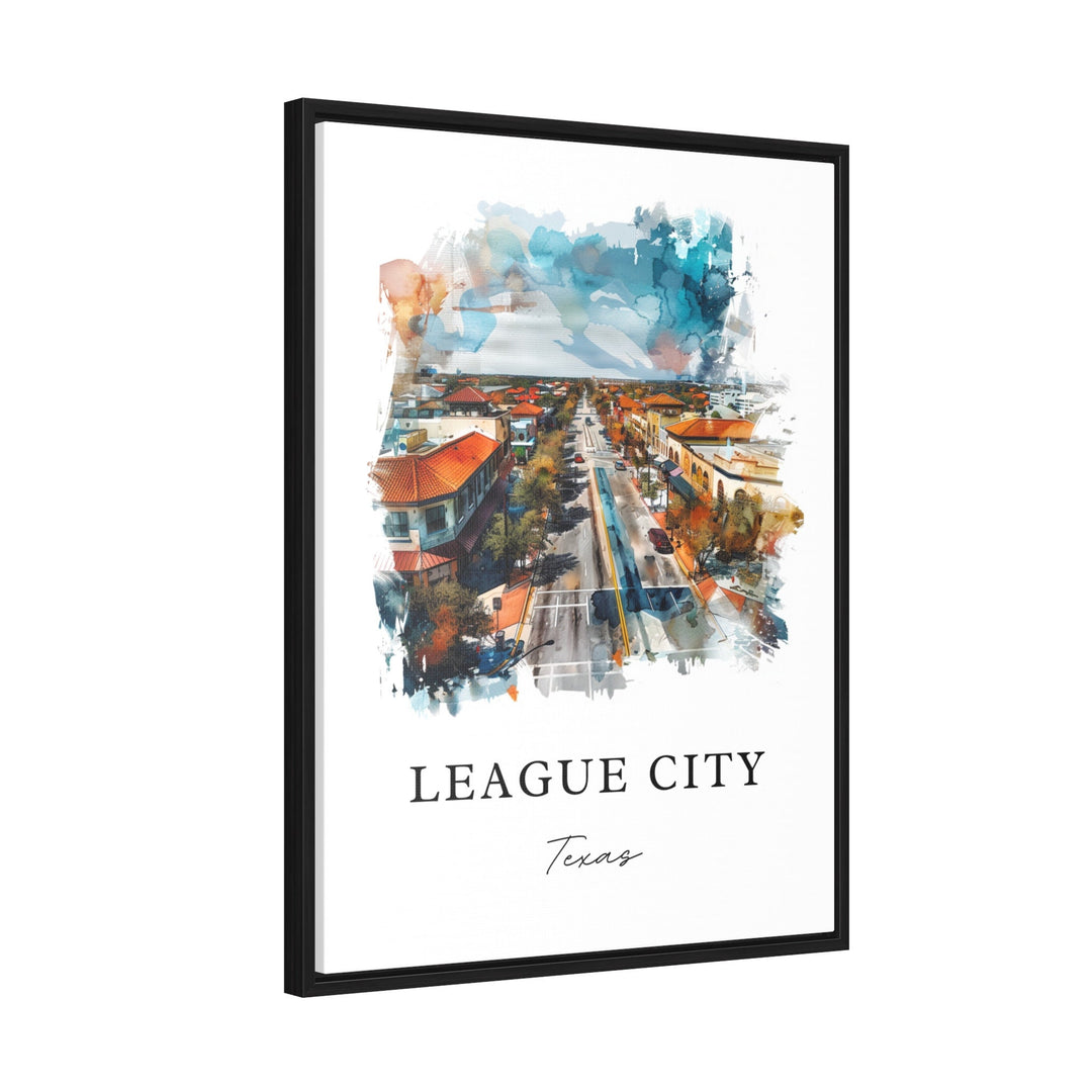 League City TX Wall Art, League City Print, Galveston Watercolor Art, Galveston County Gift,