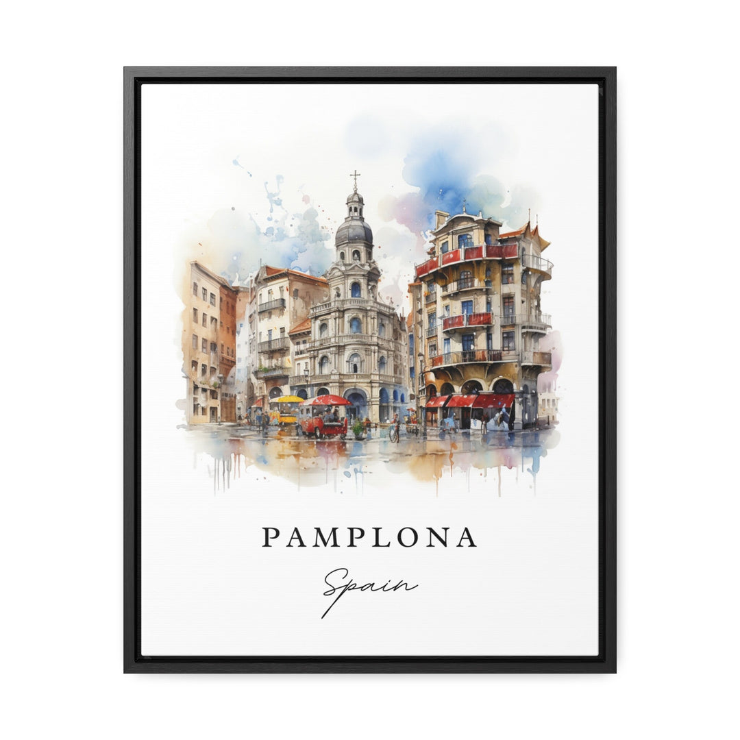 Pamplona traditional travel art - Spain, Pamplona poster, Wedding gift, Birthday present, Custom Text, Personalised Gift