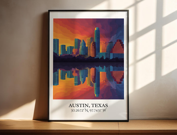 Austin Texas Art, Austin Retro Travel Art, Austin Texas Home Decor, Austin Texas Gift, Texas Travel Art, Travel Prints, Housewarming Gift