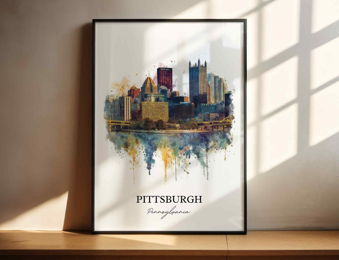 Pittsburgh, Pennsylvania Wall Art, Pittsburgh Print, Pittsburgh PA Watercolor Art, Pennsylvania Gift, Travel Print, Travel Poster, Housewarming Gift