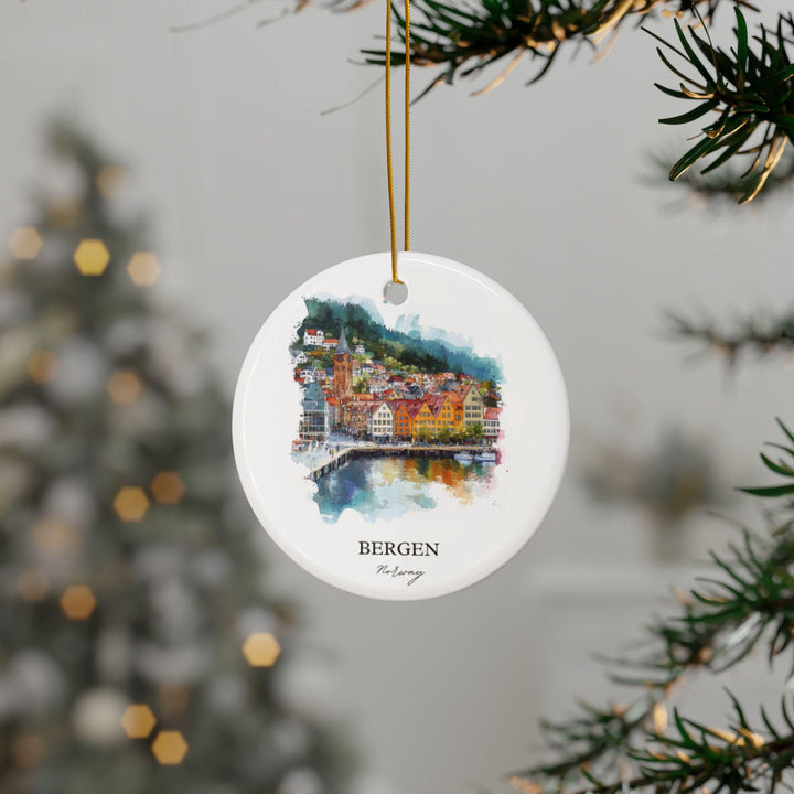 Bergen Norway Ornament: Unique Bergen Souvenir, Bergen Norway Xmas Decor, and Authentic Norway Gift